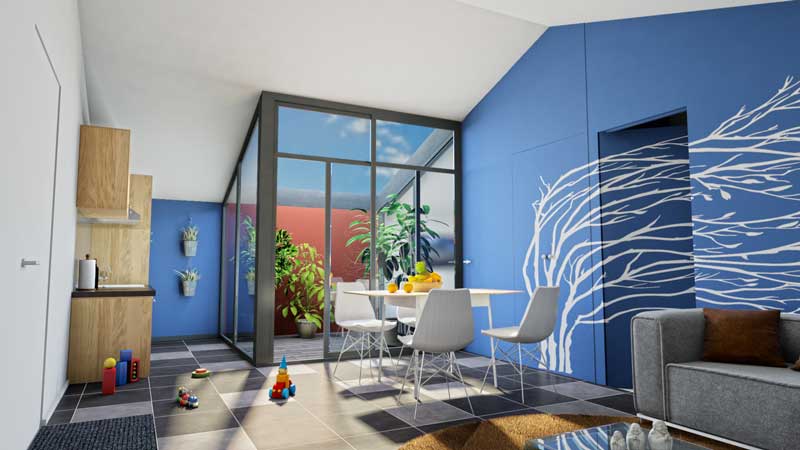 4 appartements dans un hangar - appartement clair